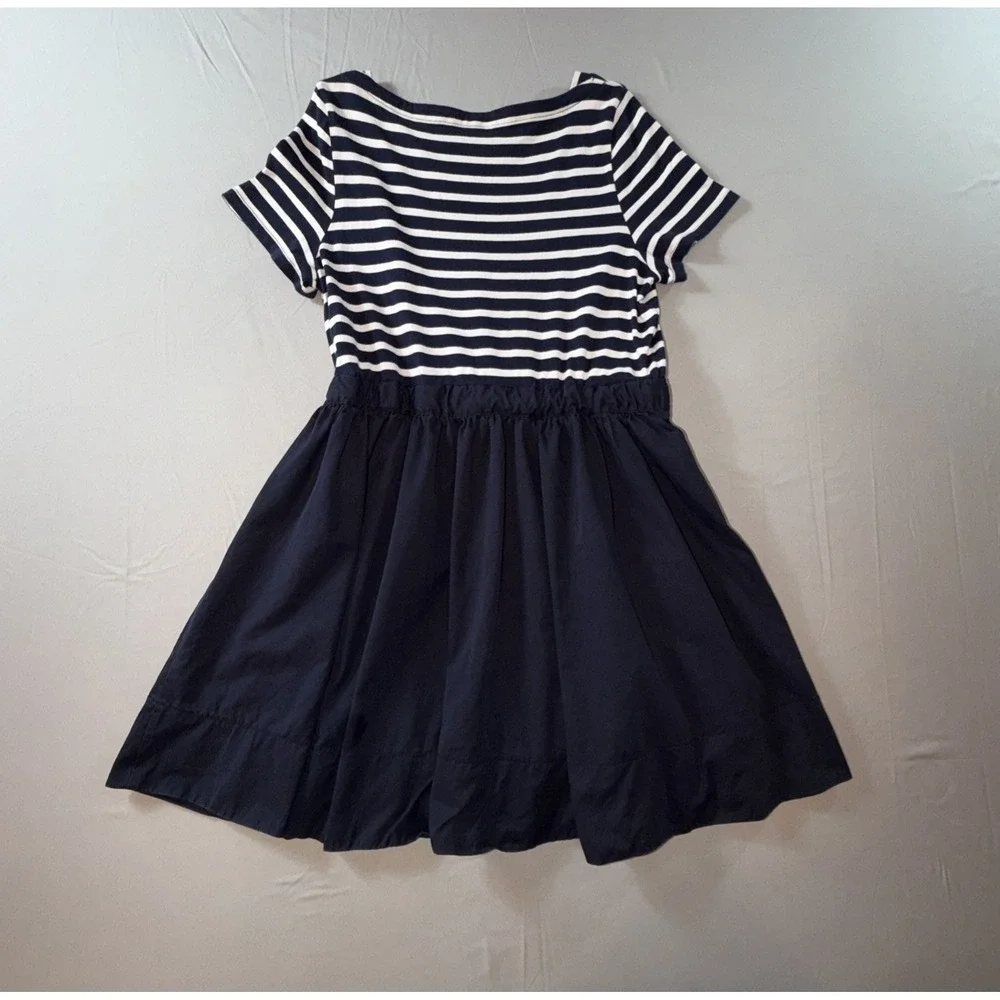 Kate Spade Broome Street Stripe Knit Mixed Media Dress Size XL Navy & White